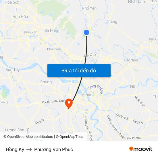 Hồng Kỳ to Phường Vạn Phúc map