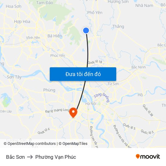 Bắc Sơn to Phường Vạn Phúc map