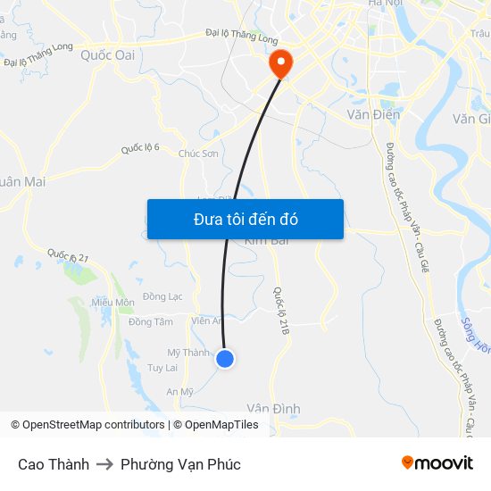 Cao Thành to Phường Vạn Phúc map