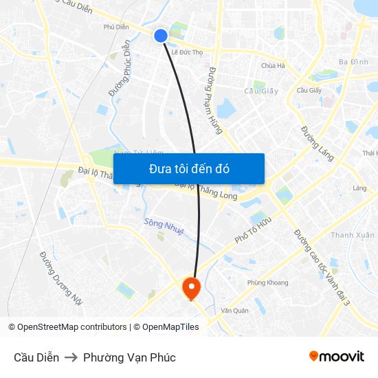 Cầu Diễn to Phường Vạn Phúc map