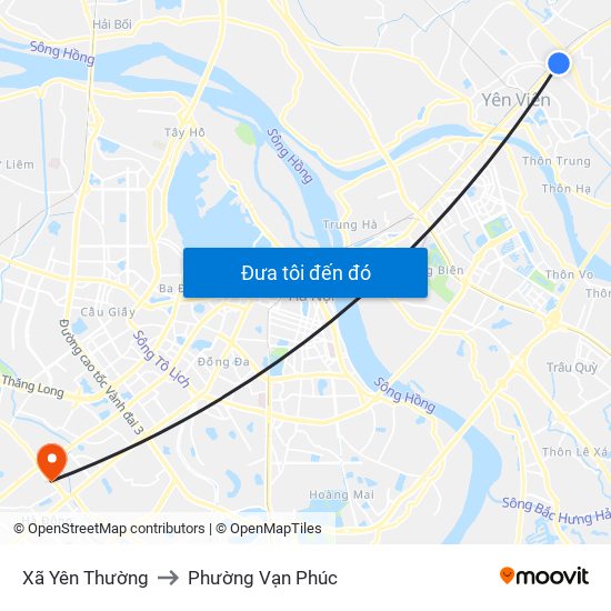 Xã Yên Thường to Phường Vạn Phúc map
