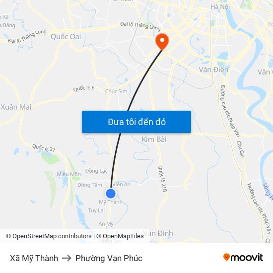 Xã Mỹ Thành to Phường Vạn Phúc map