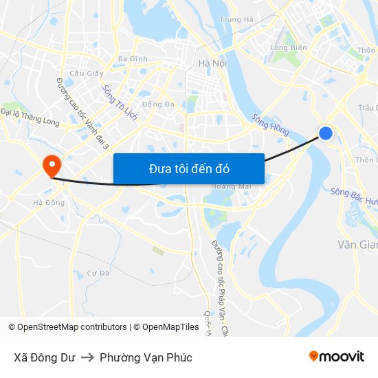 Xã Đông Dư to Phường Vạn Phúc map