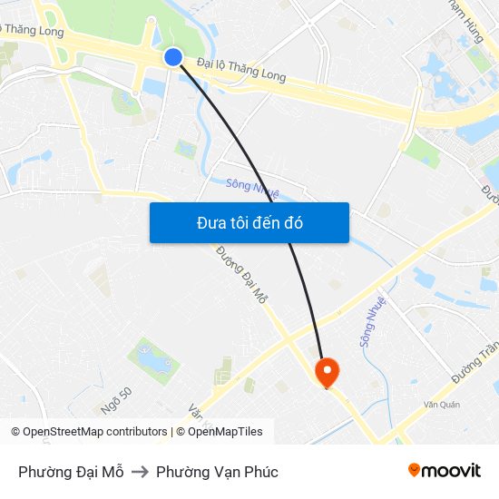 Phường Đại Mỗ to Phường Vạn Phúc map