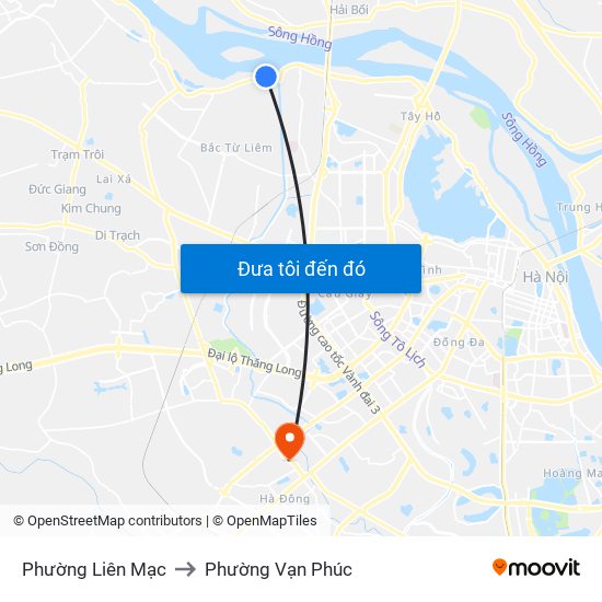 Phường Liên Mạc to Phường Vạn Phúc map