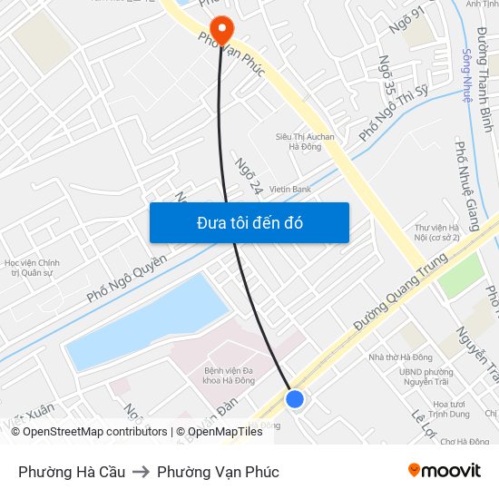 Phường Hà Cầu to Phường Vạn Phúc map