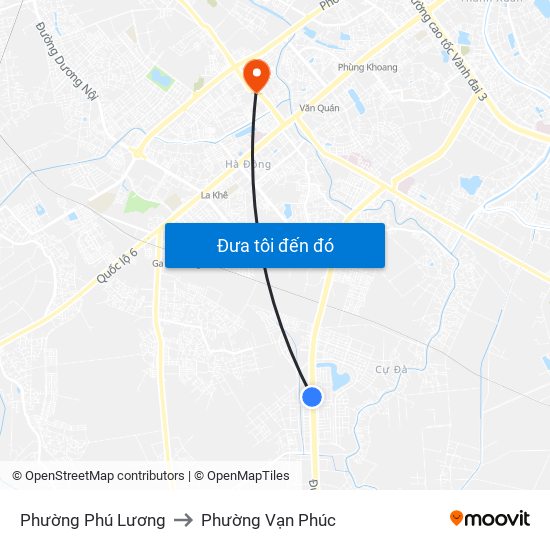 Phường Phú Lương to Phường Vạn Phúc map