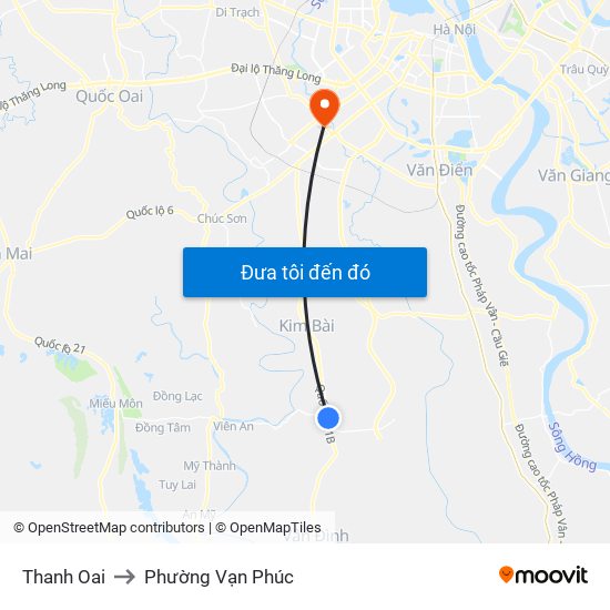 Thanh Oai to Phường Vạn Phúc map