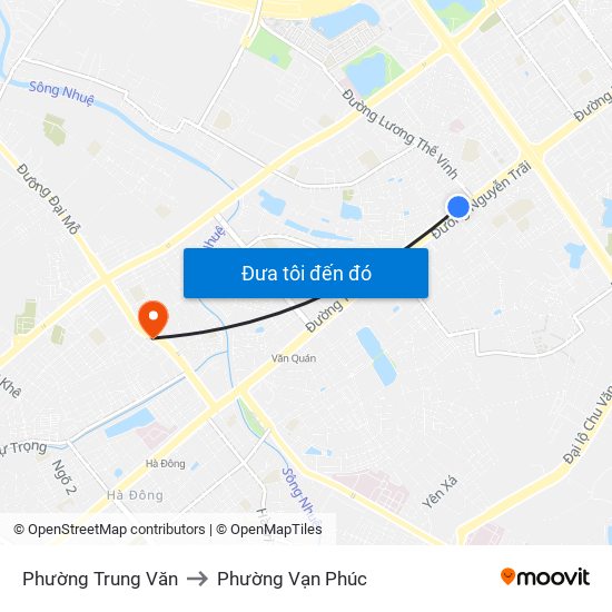 Phường Trung Văn to Phường Vạn Phúc map