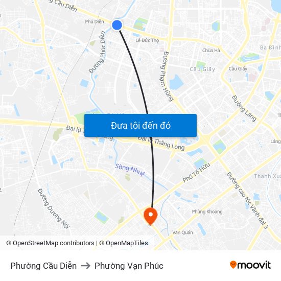 Phường Cầu Diễn to Phường Vạn Phúc map