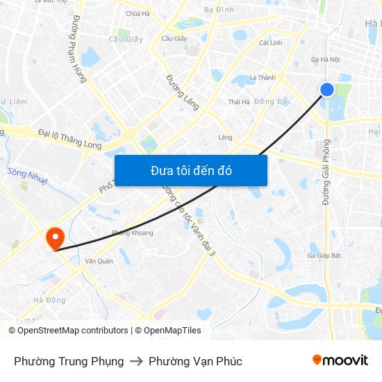 Phường Trung Phụng to Phường Vạn Phúc map