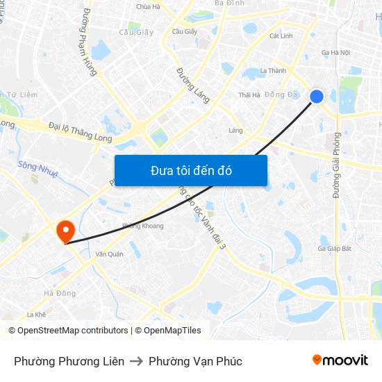 Phường Phương Liên to Phường Vạn Phúc map