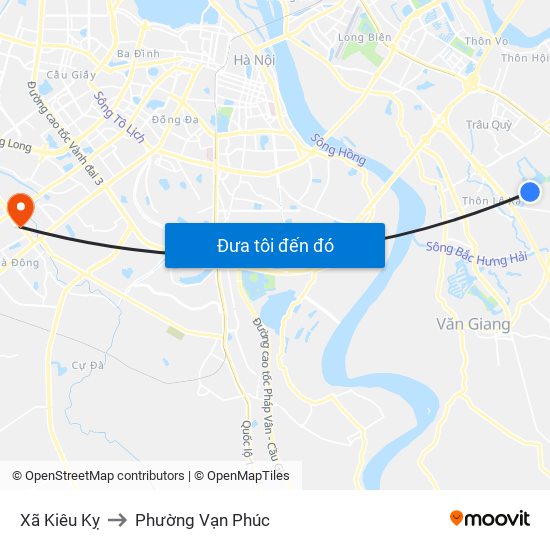 Xã Kiêu Kỵ to Phường Vạn Phúc map