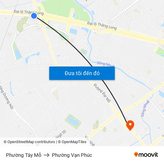 Phường Tây Mỗ to Phường Vạn Phúc map