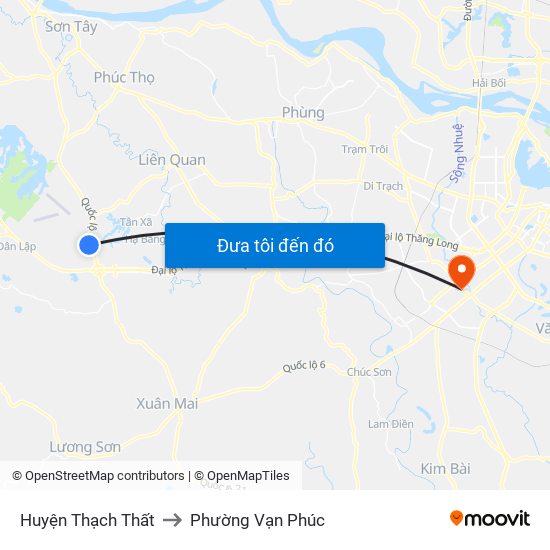 Huyện Thạch Thất to Phường Vạn Phúc map