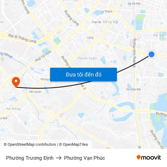 Phường Trương Định to Phường Vạn Phúc map