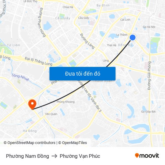 Phường Nam Đồng to Phường Vạn Phúc map