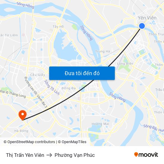 Thị Trấn Yên Viên to Phường Vạn Phúc map