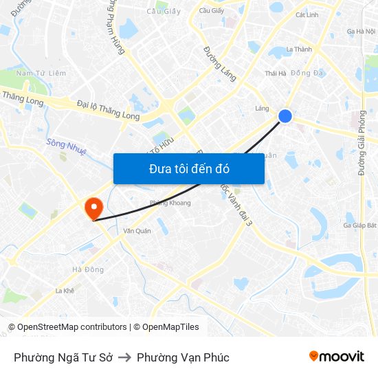 Phường Ngã Tư Sở to Phường Vạn Phúc map