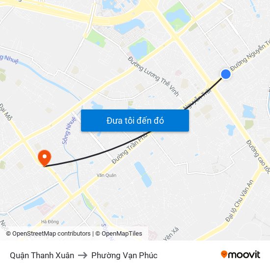 Quận Thanh Xuân to Phường Vạn Phúc map