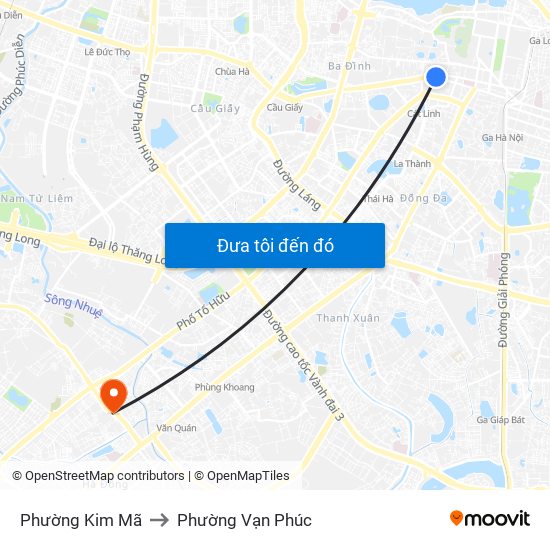 Phường Kim Mã to Phường Vạn Phúc map