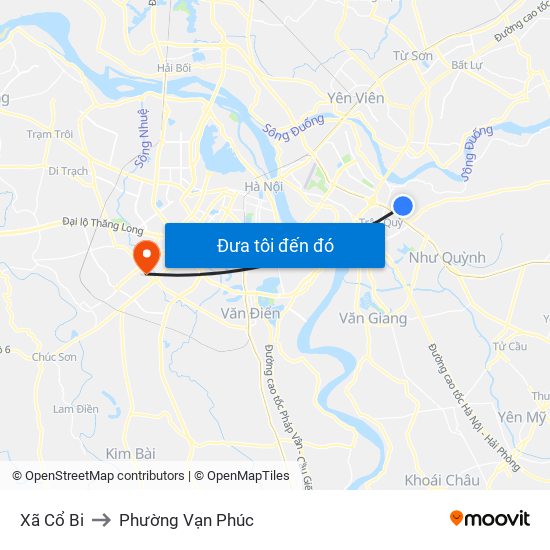 Xã Cổ Bi to Phường Vạn Phúc map