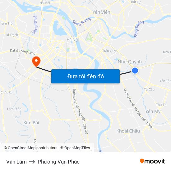 Văn Lâm to Phường Vạn Phúc map