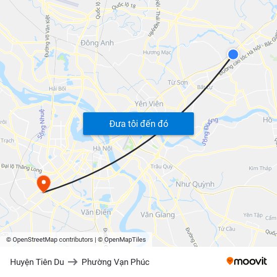 Huyện Tiên Du to Phường Vạn Phúc map