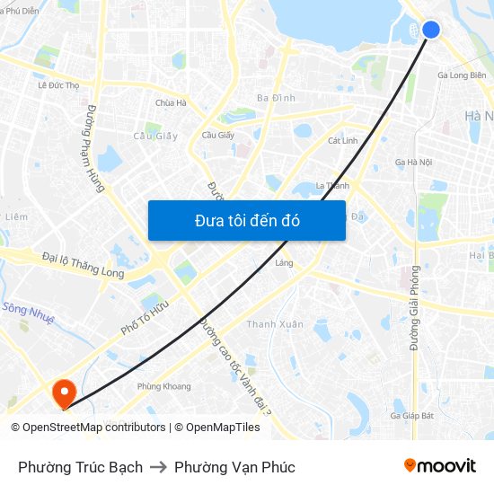 Phường Trúc Bạch to Phường Vạn Phúc map