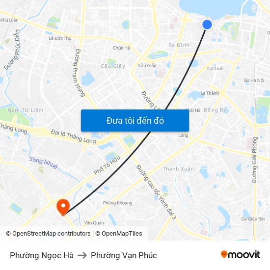 Phường Ngọc Hà to Phường Vạn Phúc map