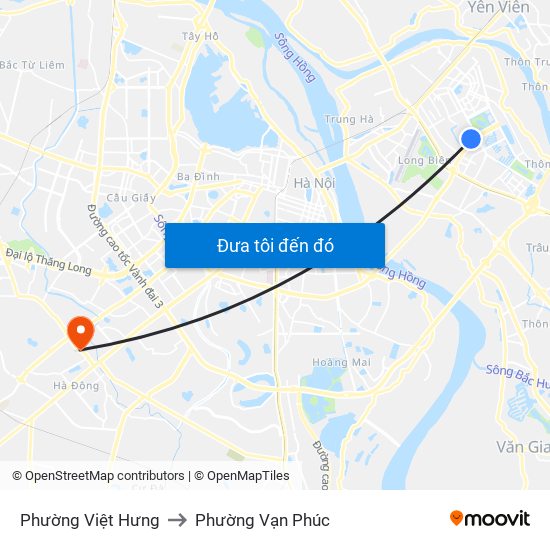 Phường Việt Hưng to Phường Vạn Phúc map