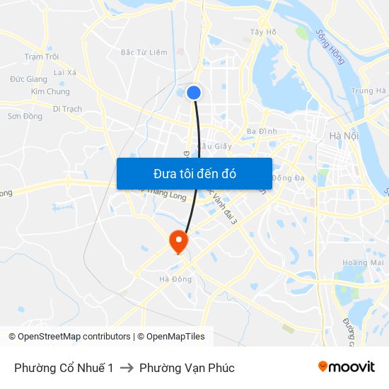 Phường Cổ Nhuế 1 to Phường Vạn Phúc map