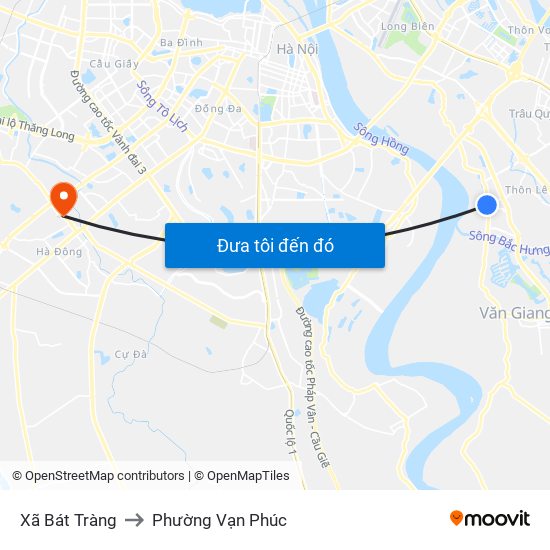 Xã Bát Tràng to Phường Vạn Phúc map