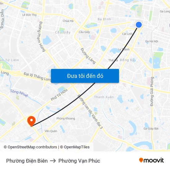 Phường Điện Biên to Phường Vạn Phúc map