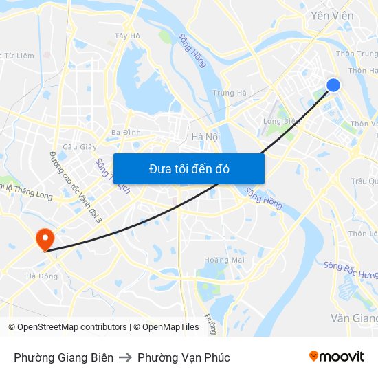 Phường Giang Biên to Phường Vạn Phúc map