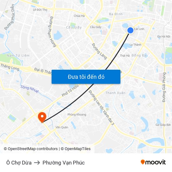 Ô Chợ Dừa to Phường Vạn Phúc map