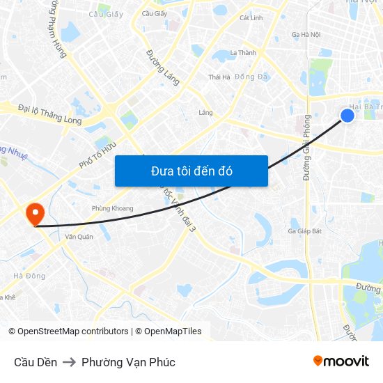 Cầu Dền to Phường Vạn Phúc map