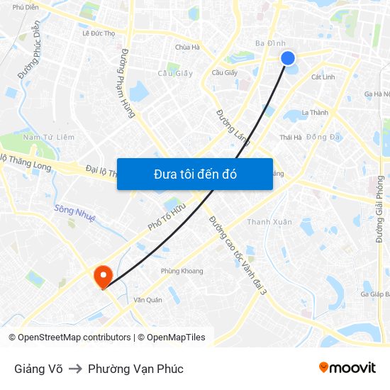 Giảng Võ to Phường Vạn Phúc map