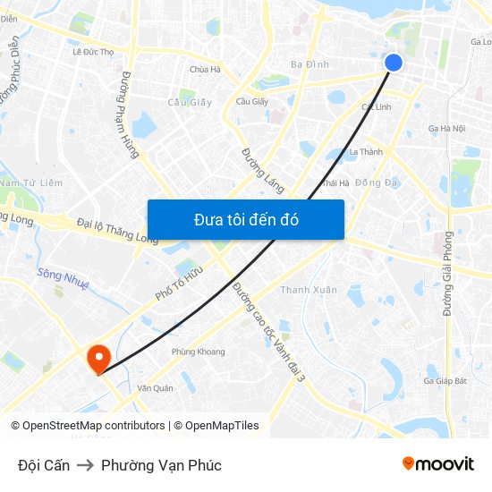 Đội Cấn to Phường Vạn Phúc map