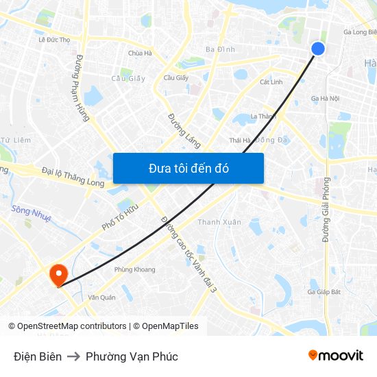 Điện Biên to Phường Vạn Phúc map