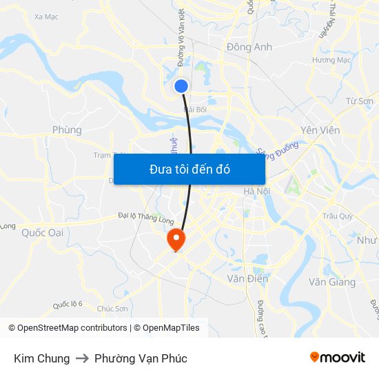 Kim Chung to Phường Vạn Phúc map