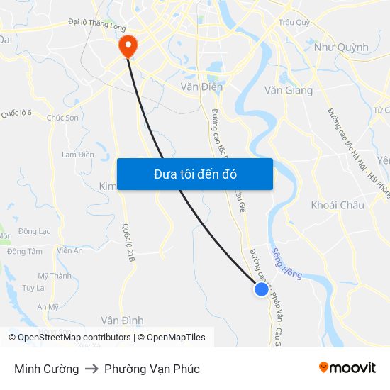 Minh Cường to Phường Vạn Phúc map
