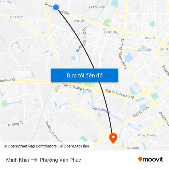 Minh Khai to Phường Vạn Phúc map