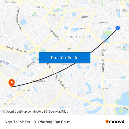 Ngô Thì Nhậm to Phường Vạn Phúc map