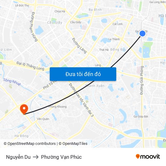 Nguyễn Du to Phường Vạn Phúc map