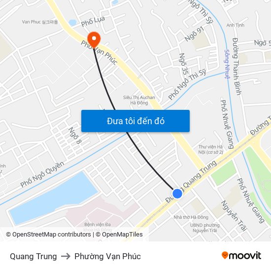 Quang Trung to Phường Vạn Phúc map