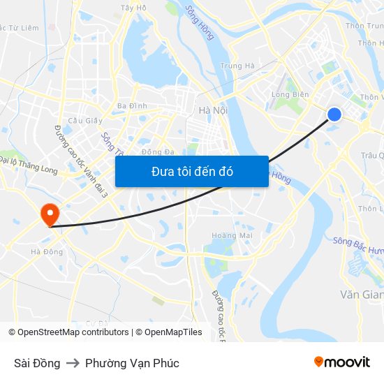 Sài Đồng to Phường Vạn Phúc map