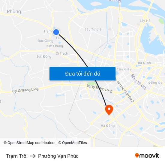 Trạm Trôi to Phường Vạn Phúc map