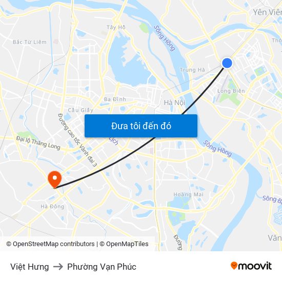Việt Hưng to Phường Vạn Phúc map