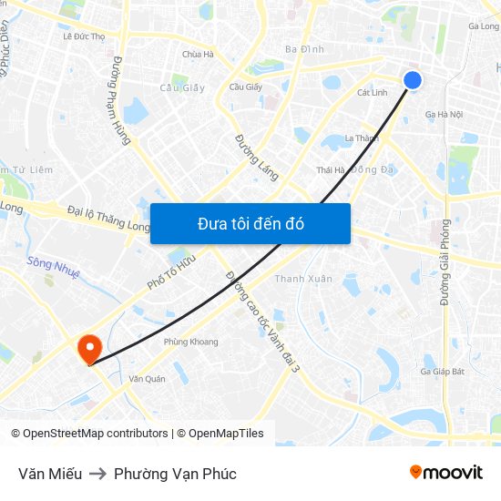 Văn Miếu to Phường Vạn Phúc map